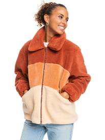 6 Can You Guess - Sherpa-Fleece mit Reißverschluss für Frauen Braun ERJPF03101 Roxy