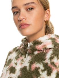 2 Like A Lucky Day - Sweat à capuche technique en sherpa pour Femme Beige ERJPF03114 Roxy