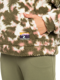 3 Like A Lucky Day - Sweat à capuche technique en sherpa pour Femme Beige ERJPF03114 Roxy