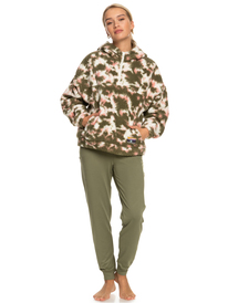 4 Like A Lucky Day - Sweat à capuche technique en sherpa pour Femme Beige ERJPF03114 Roxy
