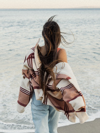 4 Next Adventure Printed Oversized Fleece Shacket White ERJPF03119 Roxy