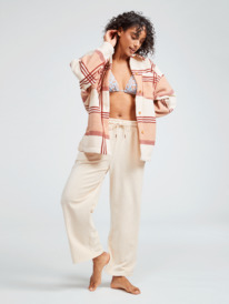 9 Next Adventure Printed Oversized Fleece Shacket White ERJPF03119 Roxy