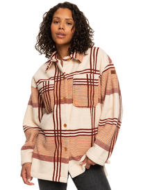 10 Next Adventure Printed Oversized Fleece Shacket White ERJPF03119 Roxy
