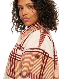 12 Next Adventure Printed Oversized Fleece Shacket White ERJPF03119 Roxy