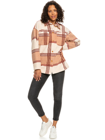 13 Next Adventure Printed Oversized Fleece Shacket White ERJPF03119 Roxy