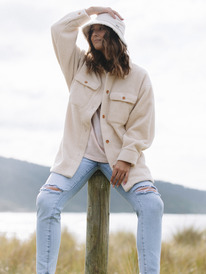 1 Womens Over And Out Fleece Overshirt Beige ERJPF03137 Roxy