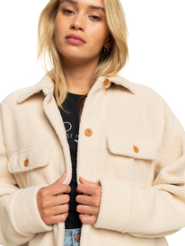 9 Womens Over And Out Fleece Overshirt Beige ERJPF03137 Roxy