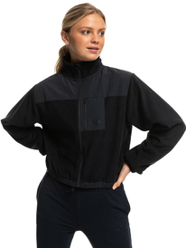 10 Womens Waves Of Warmth Zip-Up Fleece Black ERJPF03141 Roxy