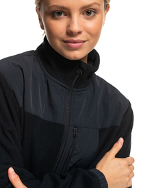 12 Womens Waves Of Warmth Zip-Up Fleece Black ERJPF03141 Roxy