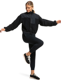 14 Womens Waves Of Warmth Zip-Up Fleece Black ERJPF03141 Roxy