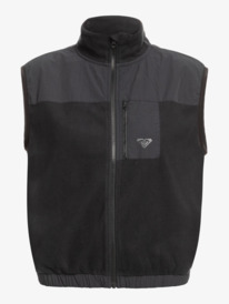 7 Waves Of Warmth - Mouwloze Fleece Top met rits voor Dames Black ERJPF03154 Roxy