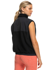 6 Waves Of Warmth - Mouwloze Fleece Top met rits voor Dames Black ERJPF03154 Roxy