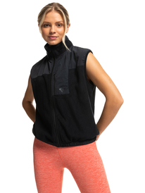 1 Waves Of Warmth - Mouwloze Fleece Top met rits voor Dames Black ERJPF03154 Roxy