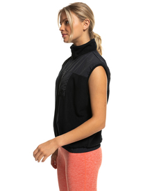 2 Waves Of Warmth - Mouwloze Fleece Top met rits voor Dames Black ERJPF03154 Roxy