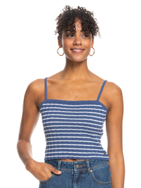 roxy, Dream Sign Stripe Ted Débardeur En Tricot, BIJOU BLUE COAST TO COAST (bng5) Dream Sign Stripe - Knitted Vest Top for Women ERJSW03517