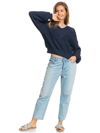 3 Together Again Knitted Hoodie Blue ERJSW03531 Roxy