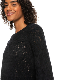2 Paper Hearts Crew Neck Sweater Black ERJSW03543 Roxy