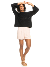 3 Paper Hearts Crew Neck Sweater Black ERJSW03543 Roxy