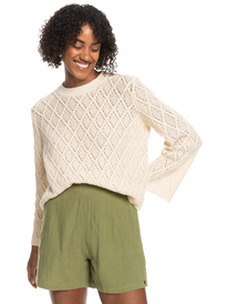 roxy, Paper Hearts Crew Neck Sweater, TAPIOCA (teh0) PAPER HEARTS ERJSW03543