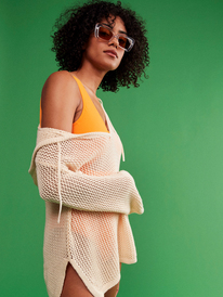 1 After Beach Break - Haut à capuche poncho pour Femme Beige ERJSW03556 Roxy