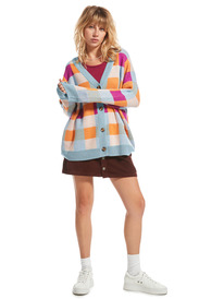 7 Small Slow Check - Cardigan for Women Blue ERJSW03578 Roxy