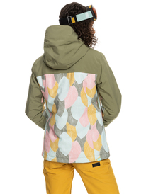 roxy, Galaxy Print Block 2022 - Casaco técnico para a neve para Mulher, DEEP LICHEN GREEN LA PALMERAIE (tpc1) Galaxy Print Block 2022 - Technical Snow Jacket for Women ERJTJ03402