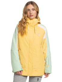 6 Womens Highridge Hoodie Technical Snow Jacket Yellow ERJTJ03428 Roxy