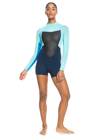 3 Womens 2/2mm Prologue Back Zip Long Sleeve Springsuit Blue ERJW403032 Roxy