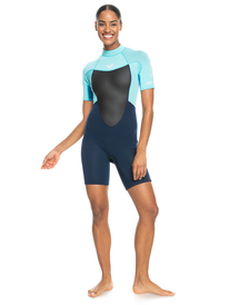 3 Womens 2/2mm Prologue Back Zip Short Sleeve Springsuit Blue ERJW503018 Roxy