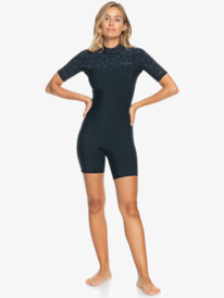 4 Womens 2mm Swell Series Short Sleeve Back Zip Springsuit Black ERJW503027 Roxy