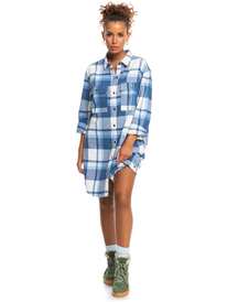 3 Running Seasons Long Sleeve Shirt Dress White ERJWD03660 Roxy