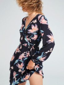 3 Party Waves Printed - Langärmliges Kleid für Frauen Schwarz ERJWD03672 Roxy
