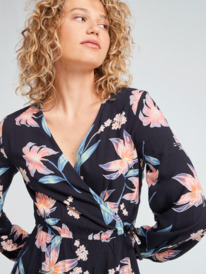 5 Party Waves Printed - Langärmliges Kleid für Frauen Schwarz ERJWD03672 Roxy