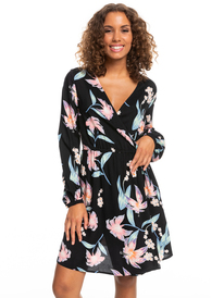 7 Party Waves Printed - Langärmliges Kleid für Frauen Schwarz ERJWD03672 Roxy