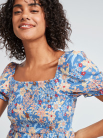 3 Womens Hello Petal Mini Short Sleeve Dress Blue ERJWD03676 Roxy