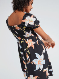 roxy, Womens Hello Petal Mini Short Sleeve Dress, ANTHRACITE BIG HIBISCUS WAVE (kvj4) HELLO PETAL MINI ERJWD03676