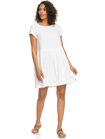4 Womens Smooth Blue Vibes Short Sleeve Dress White ERJWD03683 Roxy