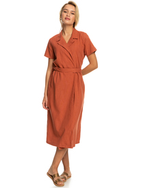 4 Womens Alright Dear Midi Wrap Dress Pink ERJWD03684 Roxy