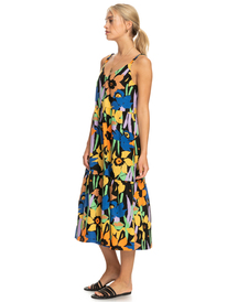1 Waiting Line Printed - Robe midi pour Femme Noir ERJWD03704 Roxy