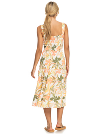 roxy, Honeymoon Avenue Printed Midi Dress, SNOW WHITE SUBTLY SALTY MULTIC (wbk6) Honeymoon Avenue Printed - Midi Dress for Women ERJWD03714