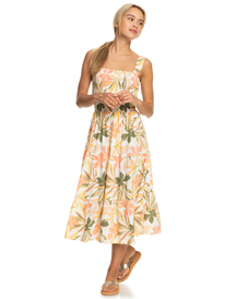 3 Honeymoon Avenue Printed Midi Dress White ERJWD03714 Roxy