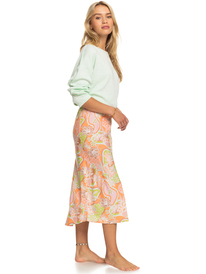 3 Womens Shelly Beach Midi Skirt Orange ERJWK03141 Roxy