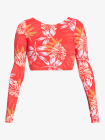 5 Seaside Tropics - Cropped Long Sleeve Rash Vest for Women Red ERJWR03581 Roxy