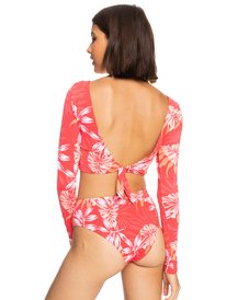 4 Seaside Tropics - Cropped Long Sleeve Rash Vest for Women Red ERJWR03581 Roxy