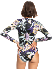 roxy, Womens ROXY Active Long Sleeve One-Piece Rash Vest, TRUE BLACK FASSO S (kvj4) ROXY Active - Long Sleeve One-Piece Rashguard for Women ERJWR03593