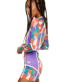 8 Womens Stella Jean x ROXY Long Sleeve One-Piece Swimsuit Green ERJWR03605 Roxy