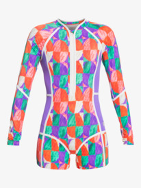 15 Womens Stella Jean x ROXY Long Sleeve One-Piece Swimsuit Green ERJWR03605 Roxy