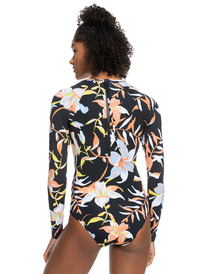 roxy, Womens Onesie Long Sleeve One-Piece Swimsuit, ANTHRACITE HIBISCUS WAVE SWIM (xkng) ONESIE BASIC ALL OVER PRINT ERJWR03610