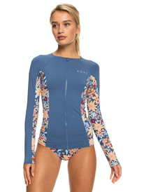 5 Womens Zipped Long Sleeve Rash Vest Blue ERJWR03611 Roxy