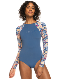 4 Womens Mixed Long Sleeve One-Piece Swimsuit Blue ERJWR03613 Roxy